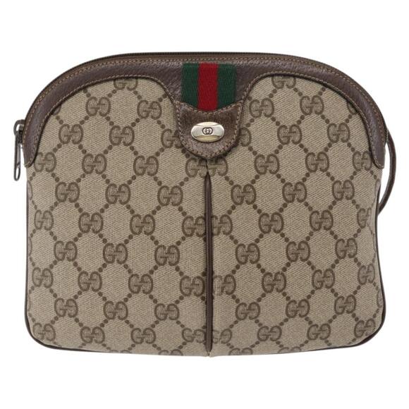 GUCCI GG Supreme Web Sherry Line Bag PVC Beige Gold Red 904 02 047 Auth BA6221 - Picture 13 of 16